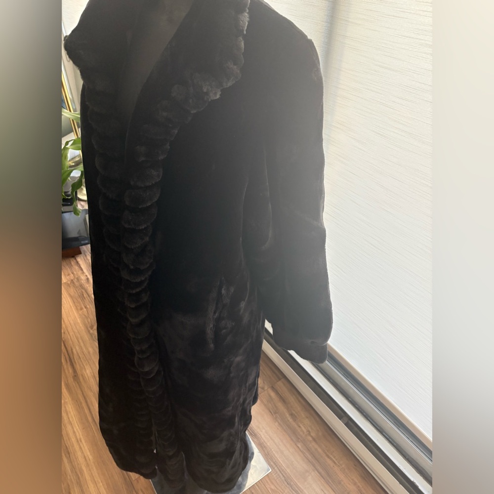 Elegant Black FAUX Fur Coat